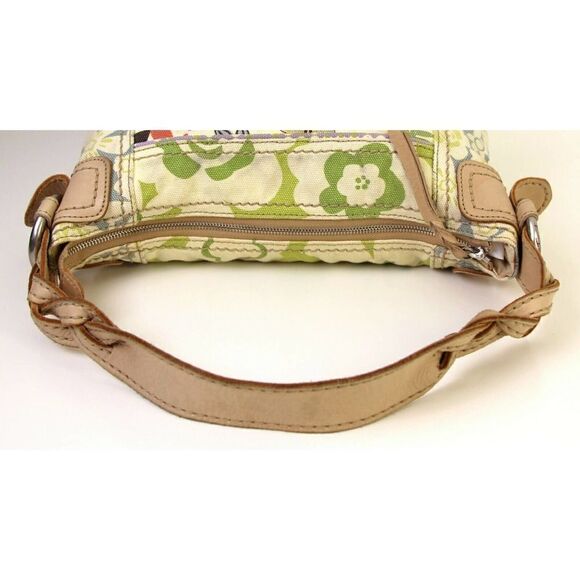 ROOMY FOSSIL FLORAL CANVAS GENUINE LEATHER TOTE HOBO SHOULDER BAG HANDBAG PURSE - Picture 7 of 9